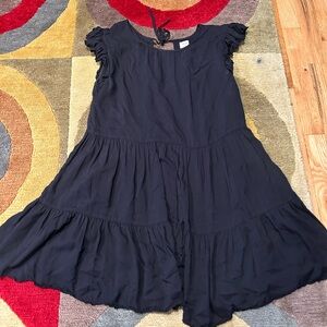 Aritzia Wilfred Sidonie Dress Black Mini Dress Ruffle Back Tie Size XS
